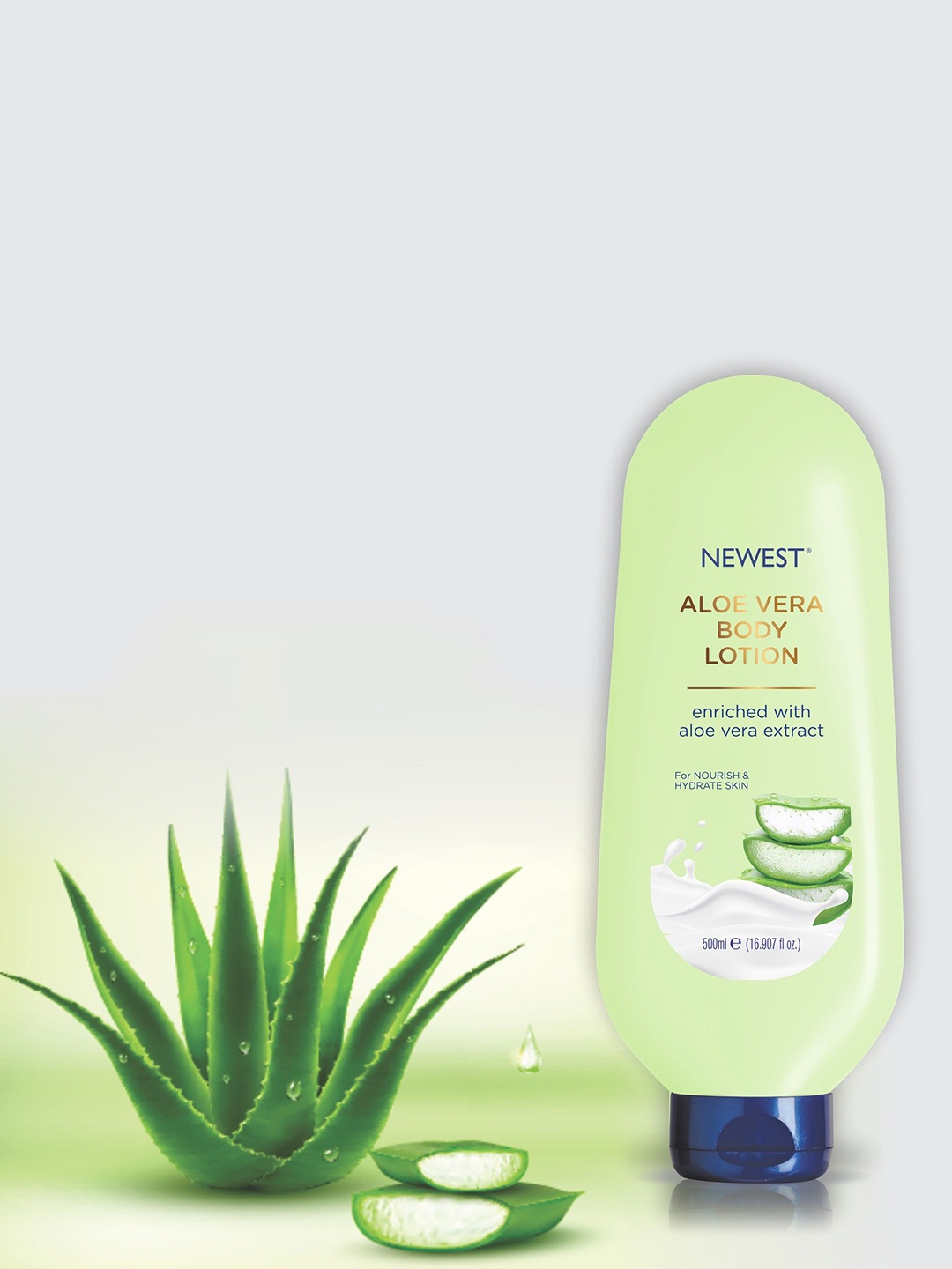 

NEWEST Aloevera Non Sticky Fast Absorbing Body Lotion - 500 ml, Green