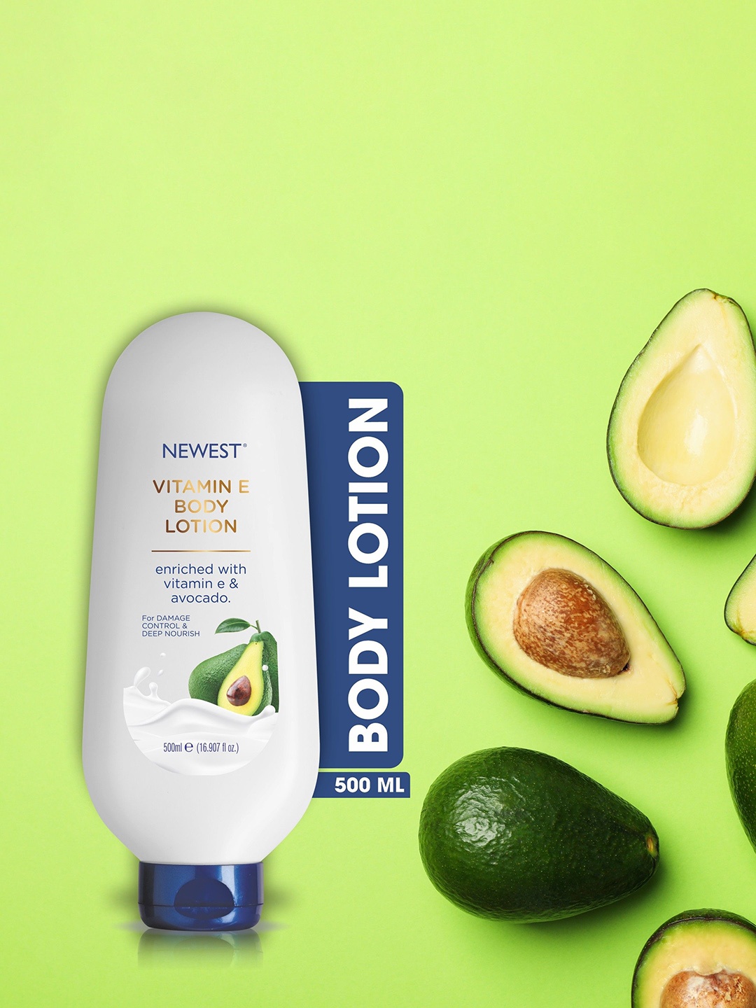 

NEWEST Vitamin E Moisturizing Body Lotion Enriched With Avacado - 500 ml, Off white