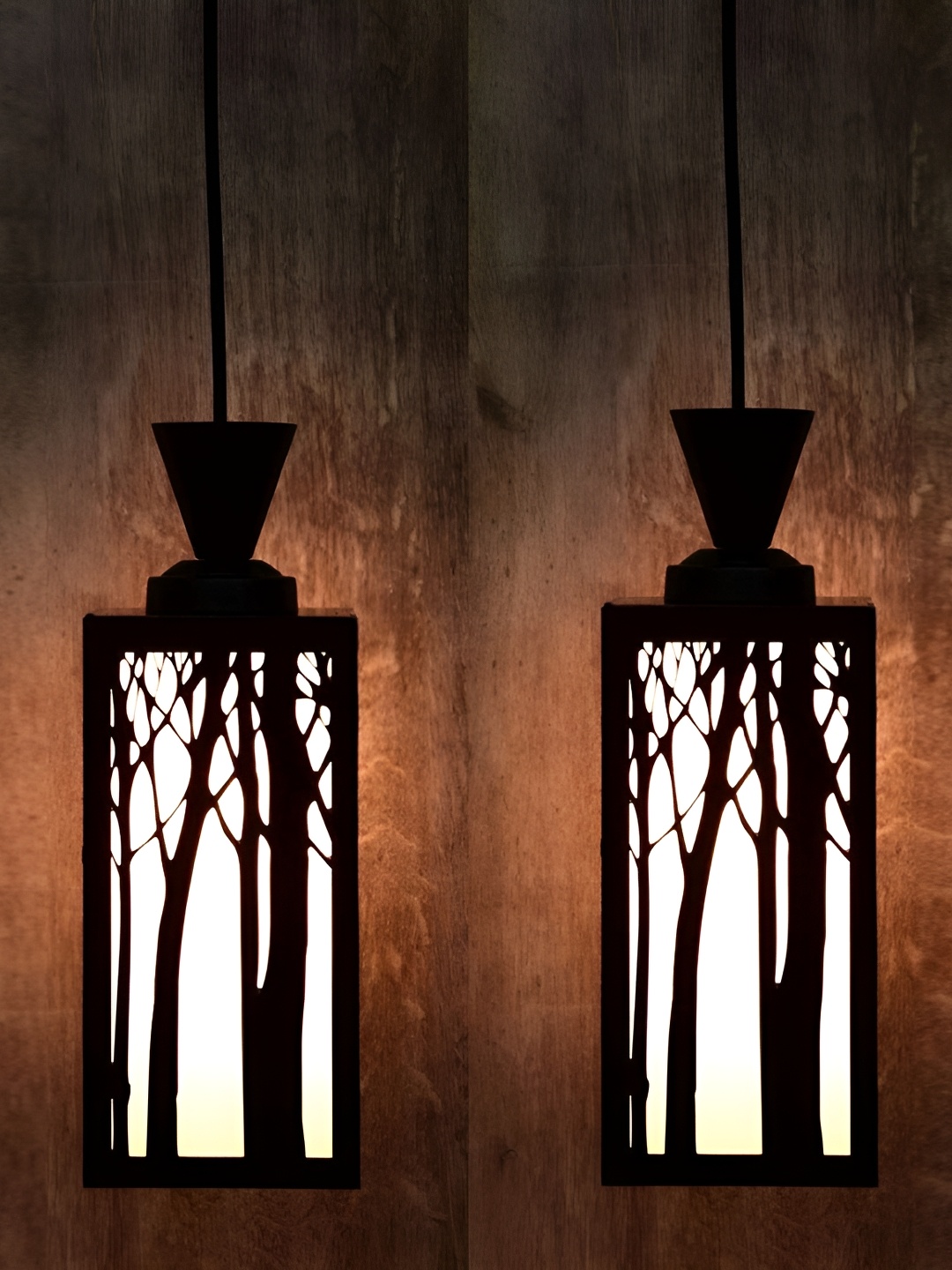

Gojeeva Black 2 Pieces Wood Square Shaped Wall Lamp