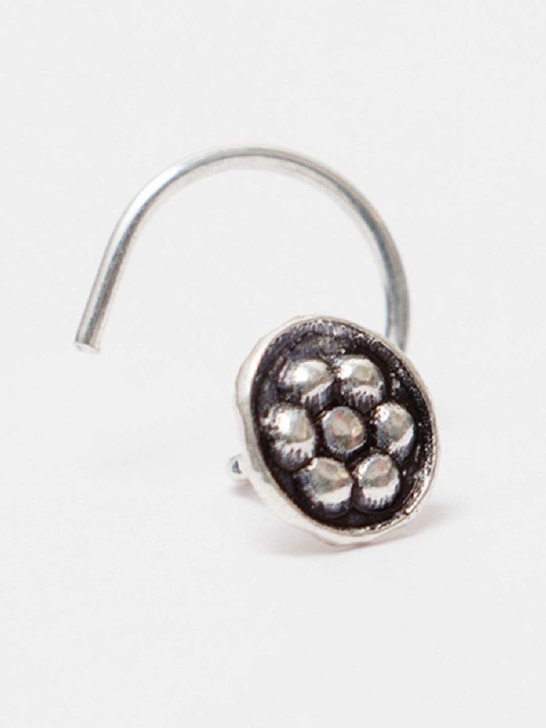 

De Flossy Silver 925 Sterling Silver Oxidised Ring Nosepin