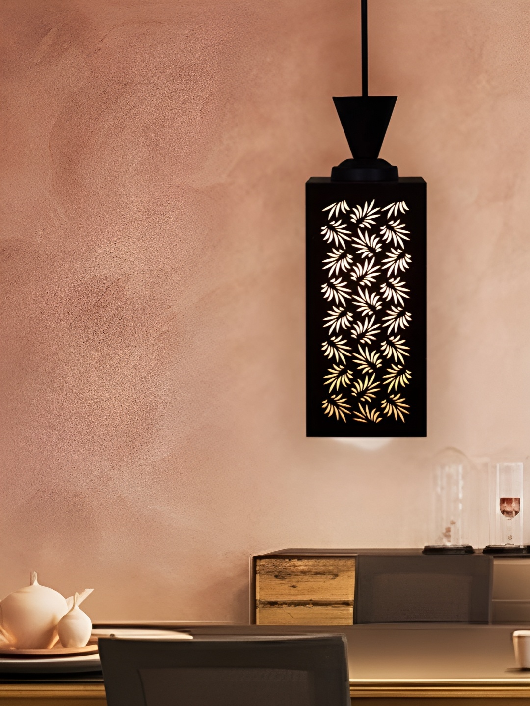 

Gojeeva Black & White Textured Contemporary Hanging Ceiling Lamp