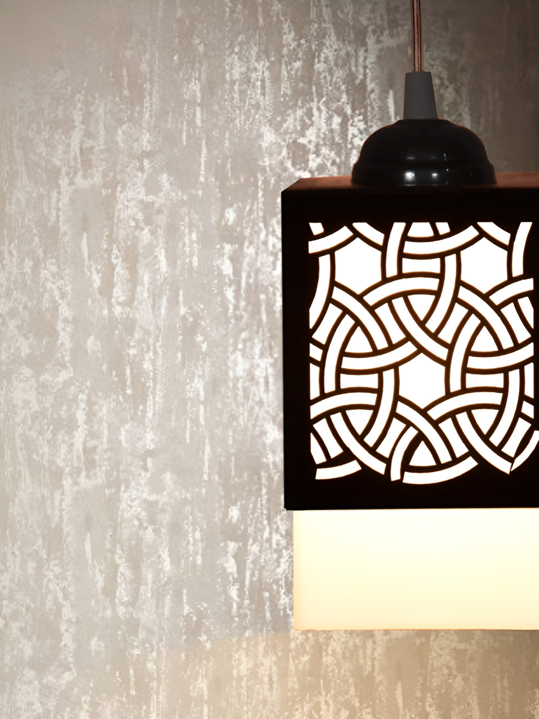 

Gojeeva Black & White Textured Wood Square Shaped Wall Lamp