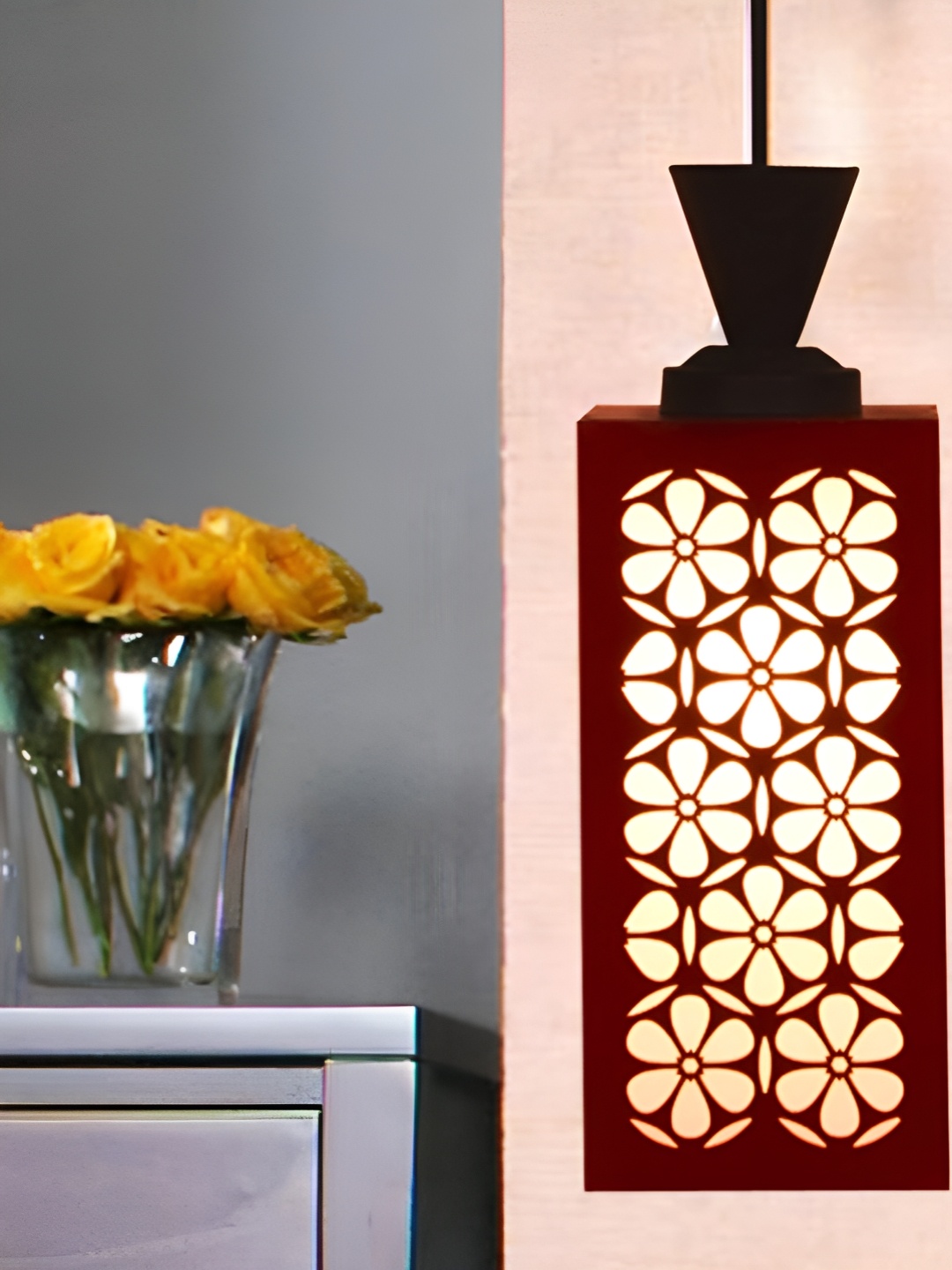 

Gojeeva Red & White Wooden Textured Square Shaped Ceiling Lamps