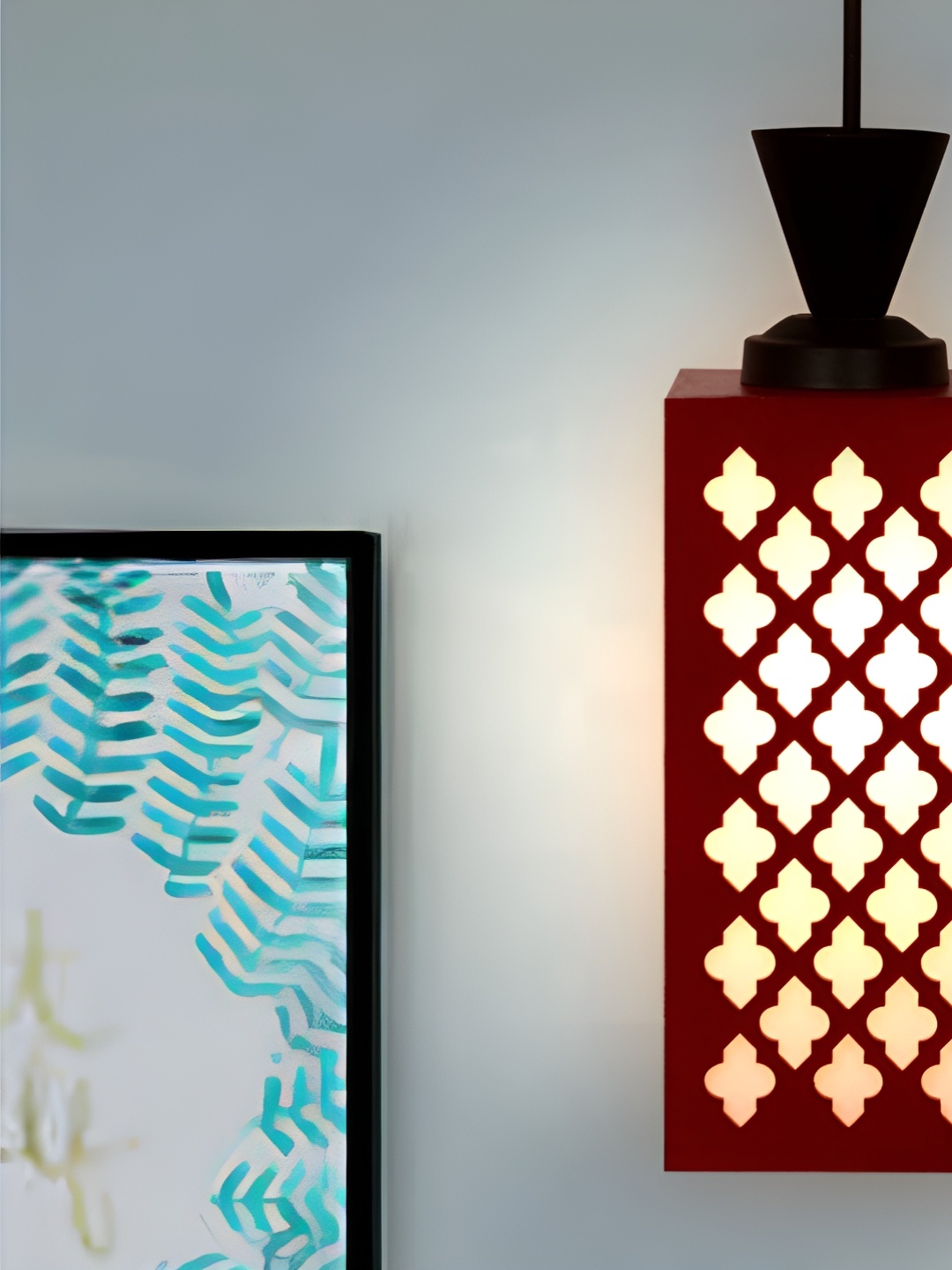 

Gojeeva Red and White Wooden Textured Contemporary Square Shaped Wall Lamp