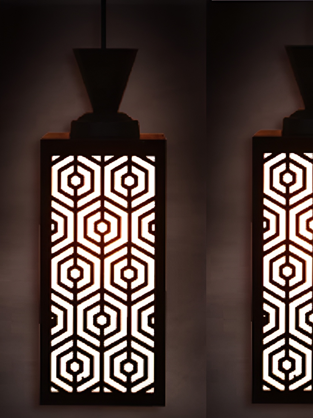 

Gojeeva Black & White 2 Pieces Wooden Textured Square Shaped Ceiling Lamps