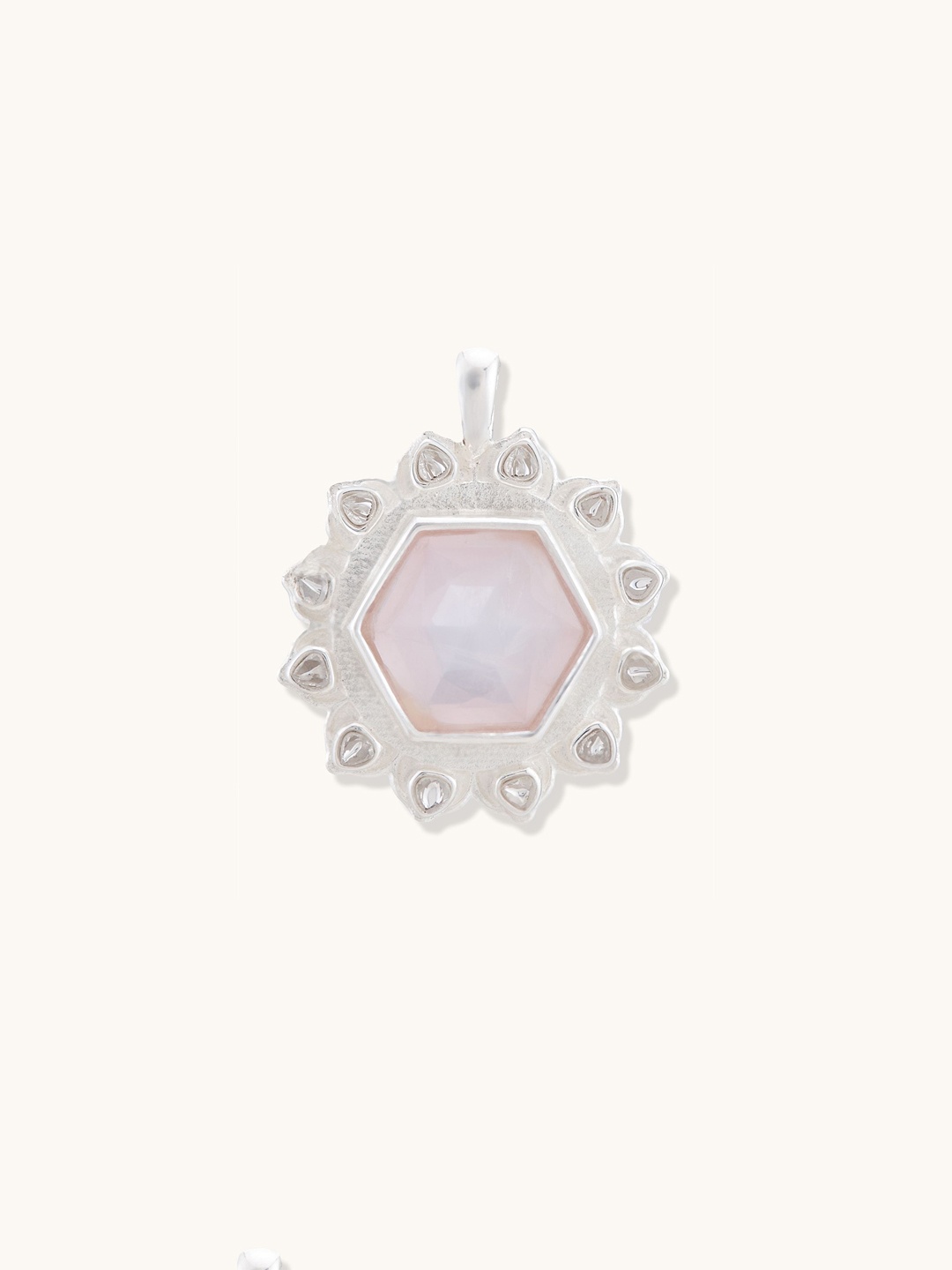 

Mareeci 925 Sterling Silver-Plated Quartz Floral Celestial Blush Pendant