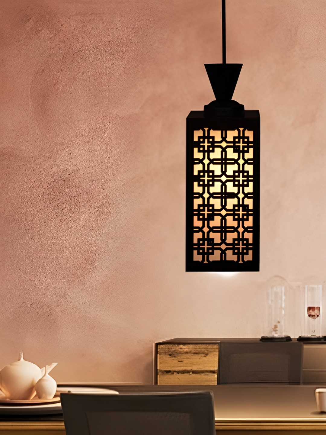

Gojeeva Black and White Wooden Textured Contemporary Square Shaped Wall Lamp