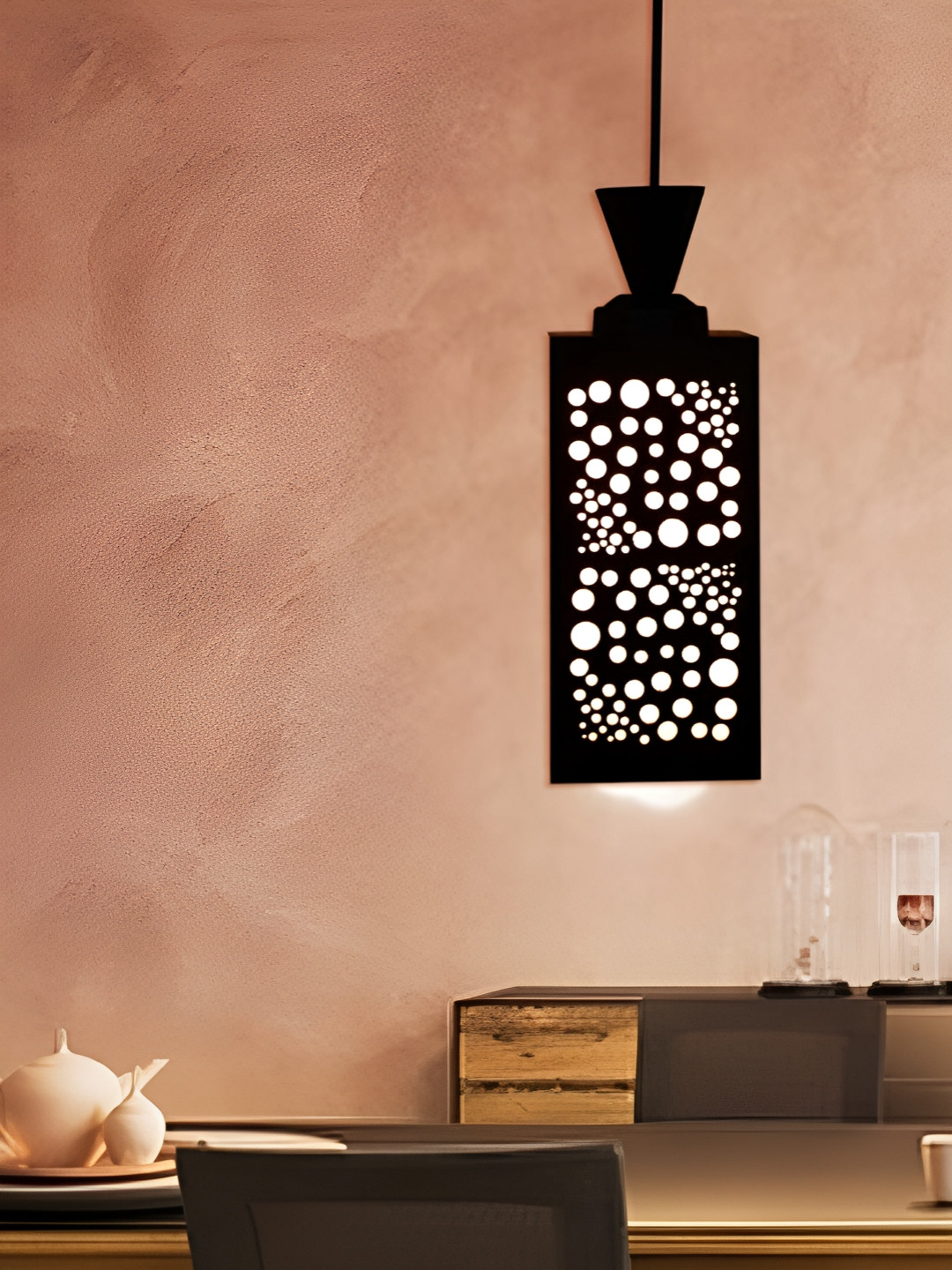 

Gojeeva Black Wood Square Shaped Wall Lamp