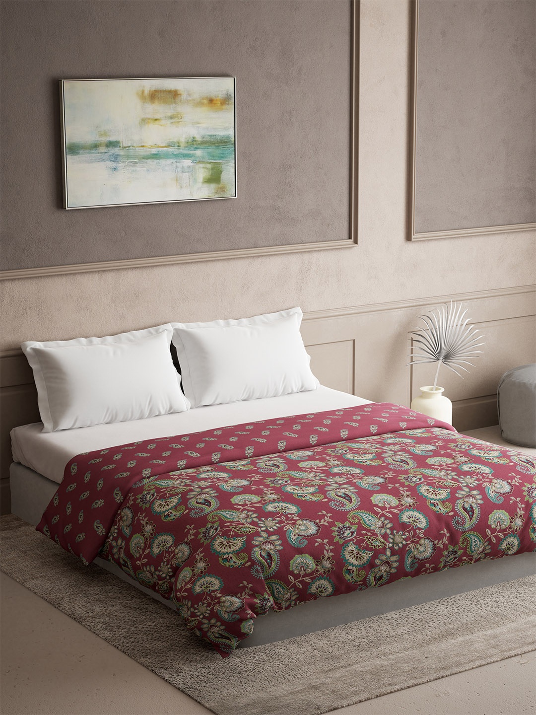 

DDecor Red & Green Paisley Printed Pure Cotton 300 GSM Heavy Winter Double Bed Quilt