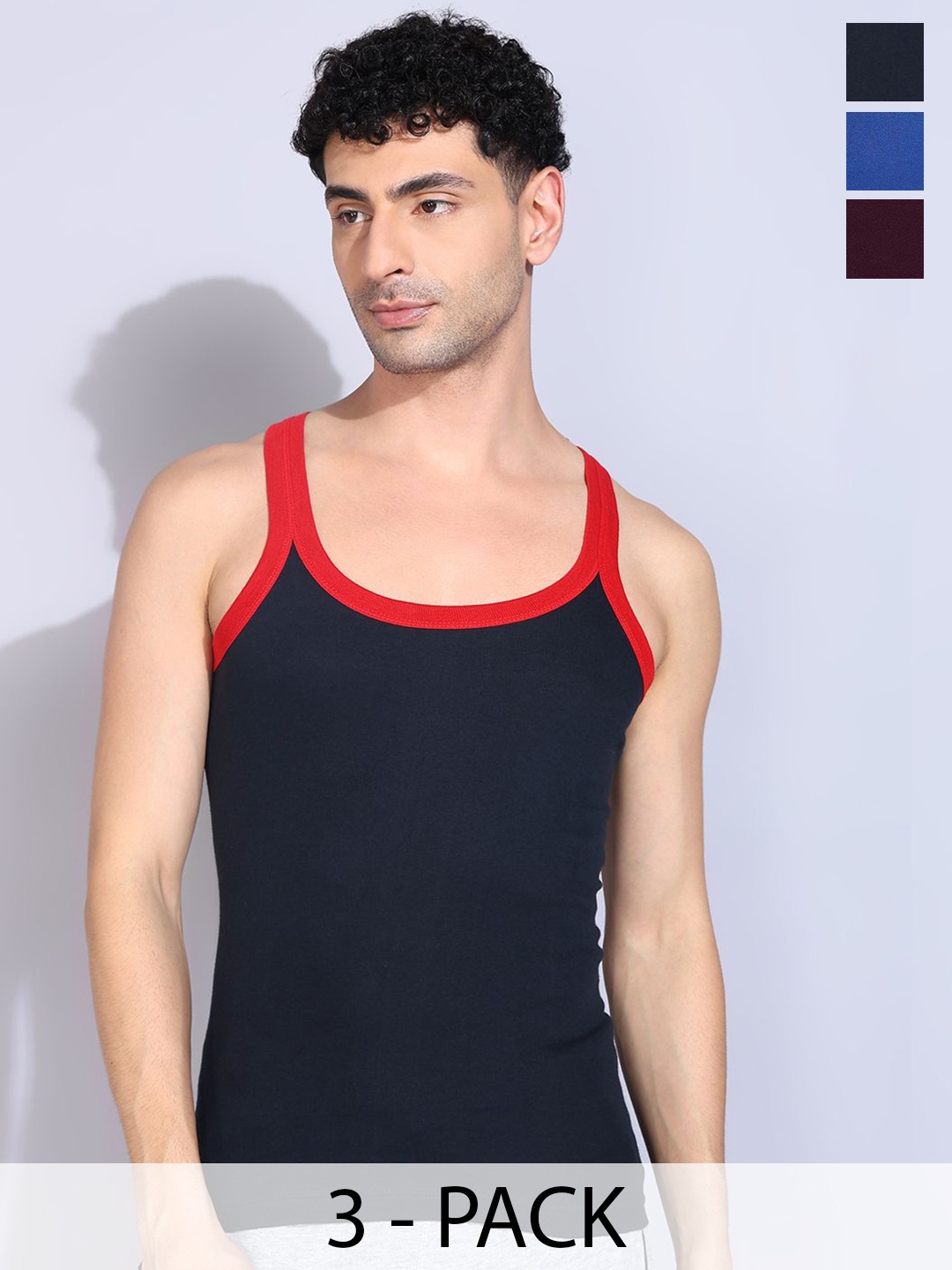 

Dollar Bigboss Men Pack Of 3 Gym Innerwear Vests MBB-08-PO3-CO2-S25, Black