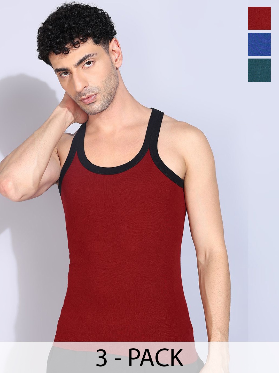 

Dollar Bigboss Men Pack Of 3 Assorted Cotton Racerback Gym Vest