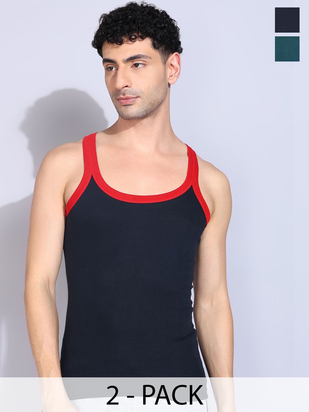 

Dollar Bigboss Men Pack Of 2 Assorted Combed Cotton Racerback Gym Vest