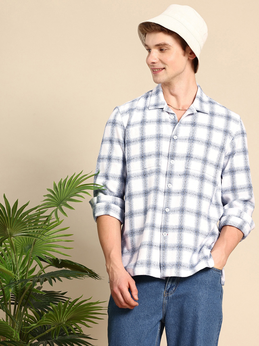 

Mast & Harbour Tartan Checks Opaque Relaxed Fit Casual Shirt, White