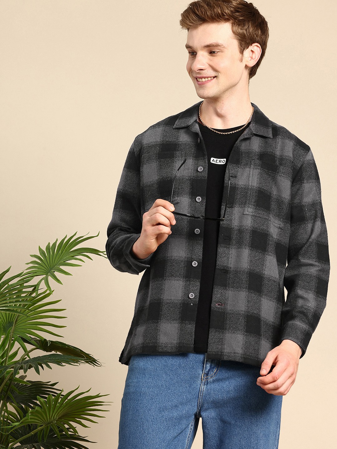 

Mast & Harbour Opaque Checked Relaxed Fit Casual Shirt, Grey