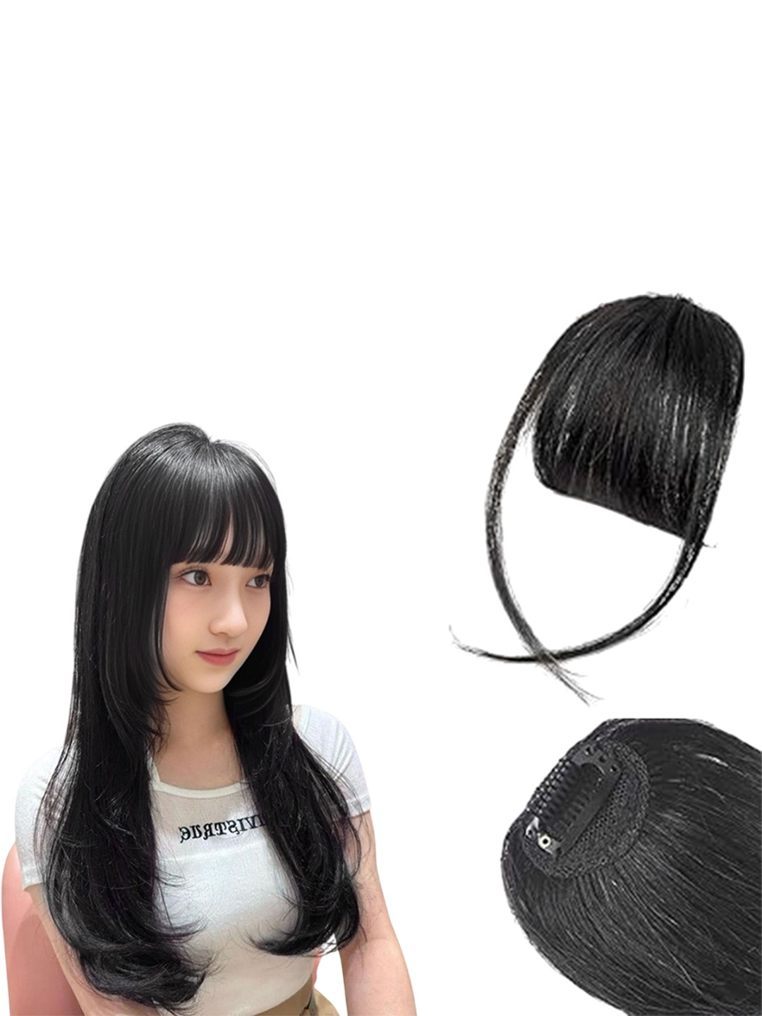 

D-Divine Clip-In Straight Scalp Topper Hair Extension - Black - 8 Inch