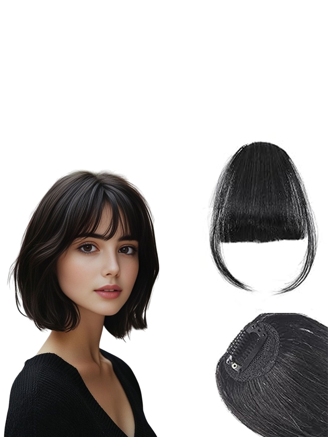 

D-Divine Clip-In Straight Scalp Topper Hair Extension - Black - 8 Inch