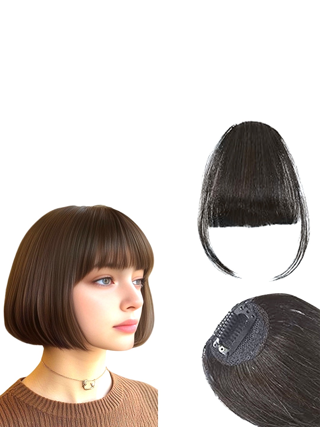 

D-Divine Clip-In Straight Scalp Topper Hair Extension - Brown - 8 Inch