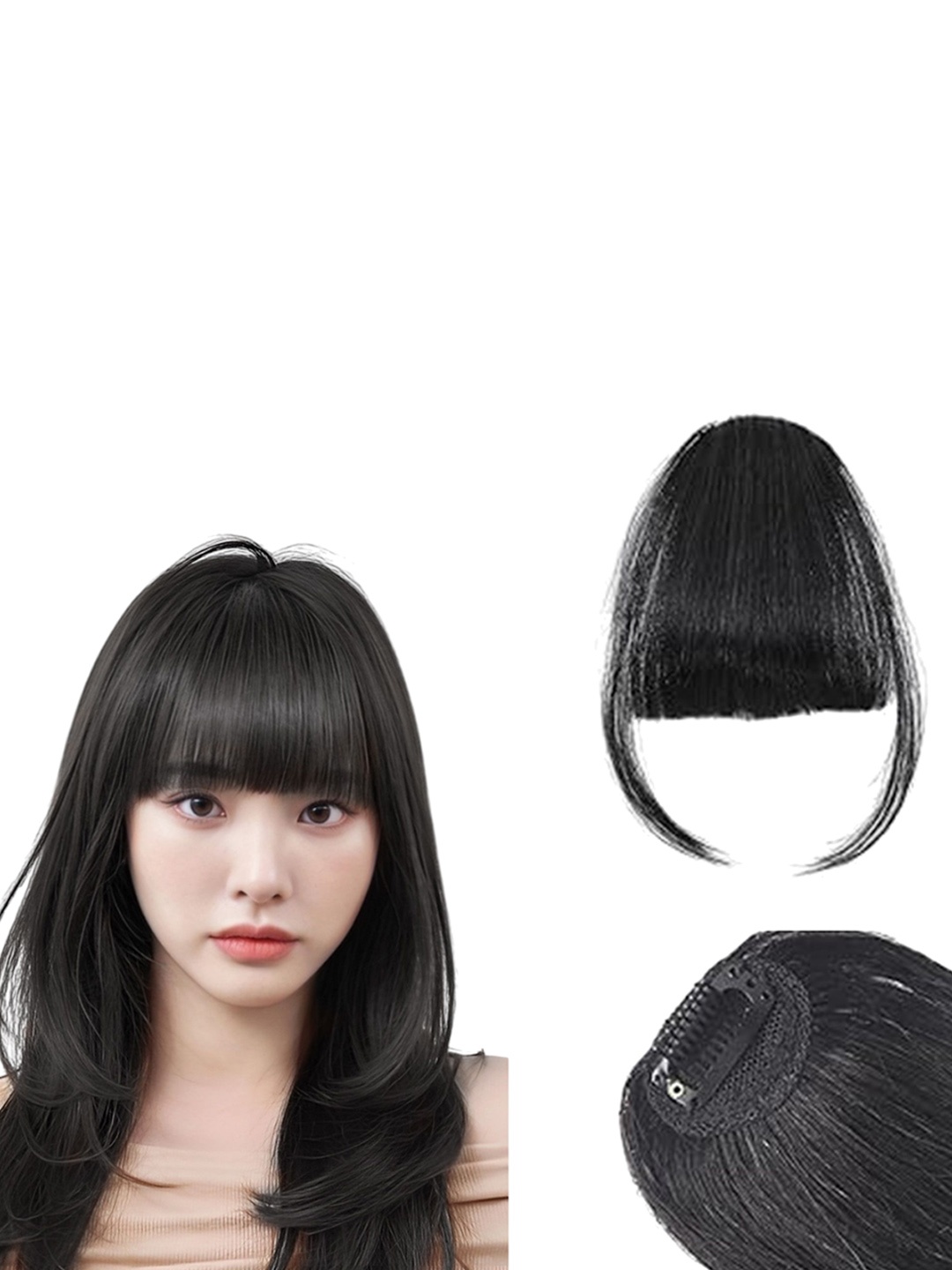 

D-Divine Clip-In Straight Bangs Hair Extension- Black - 8.6 Inch