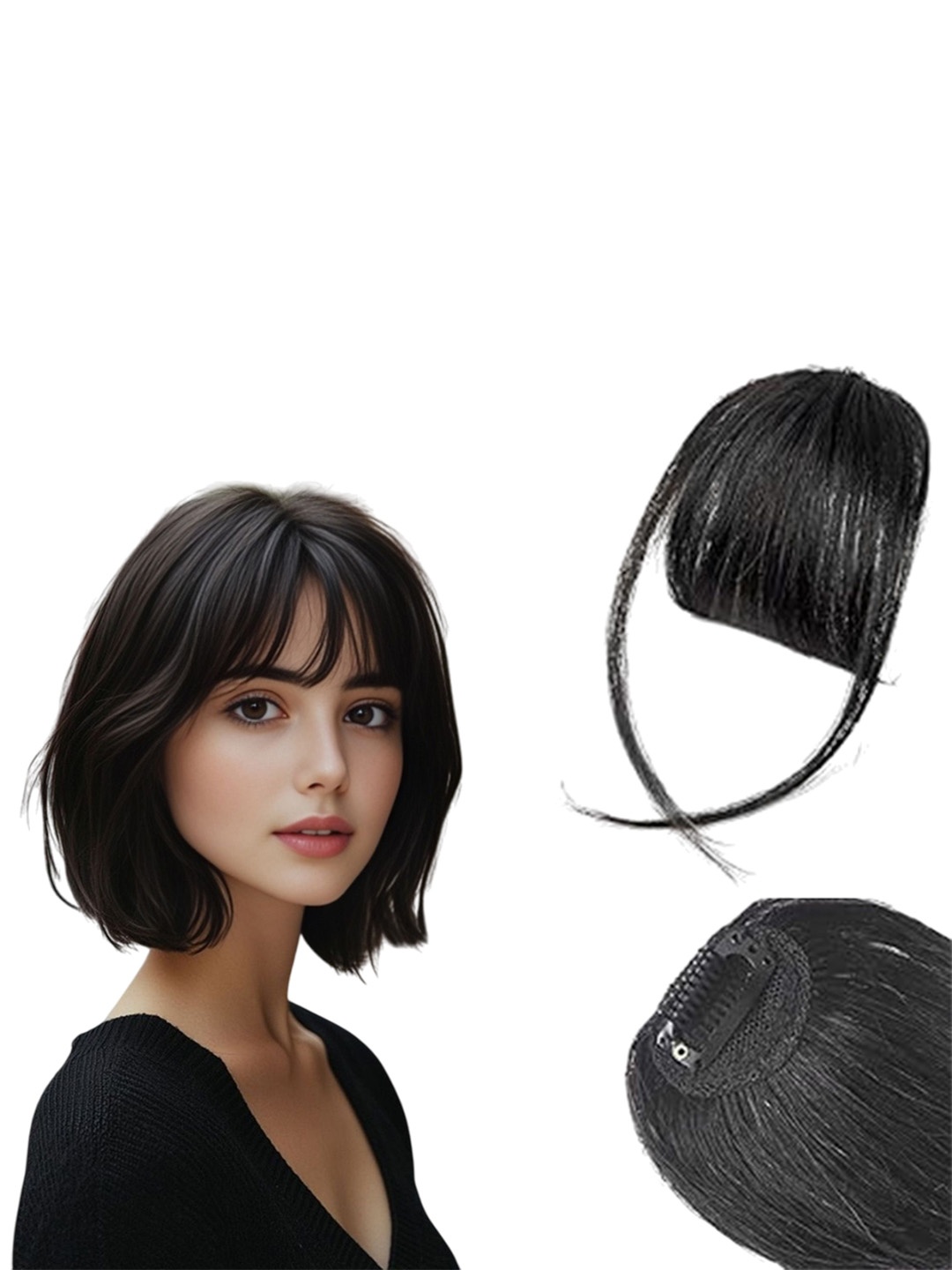 

D-Divine Clip-In Straight Bangs Hair Extension- Black - 8.6 Inch