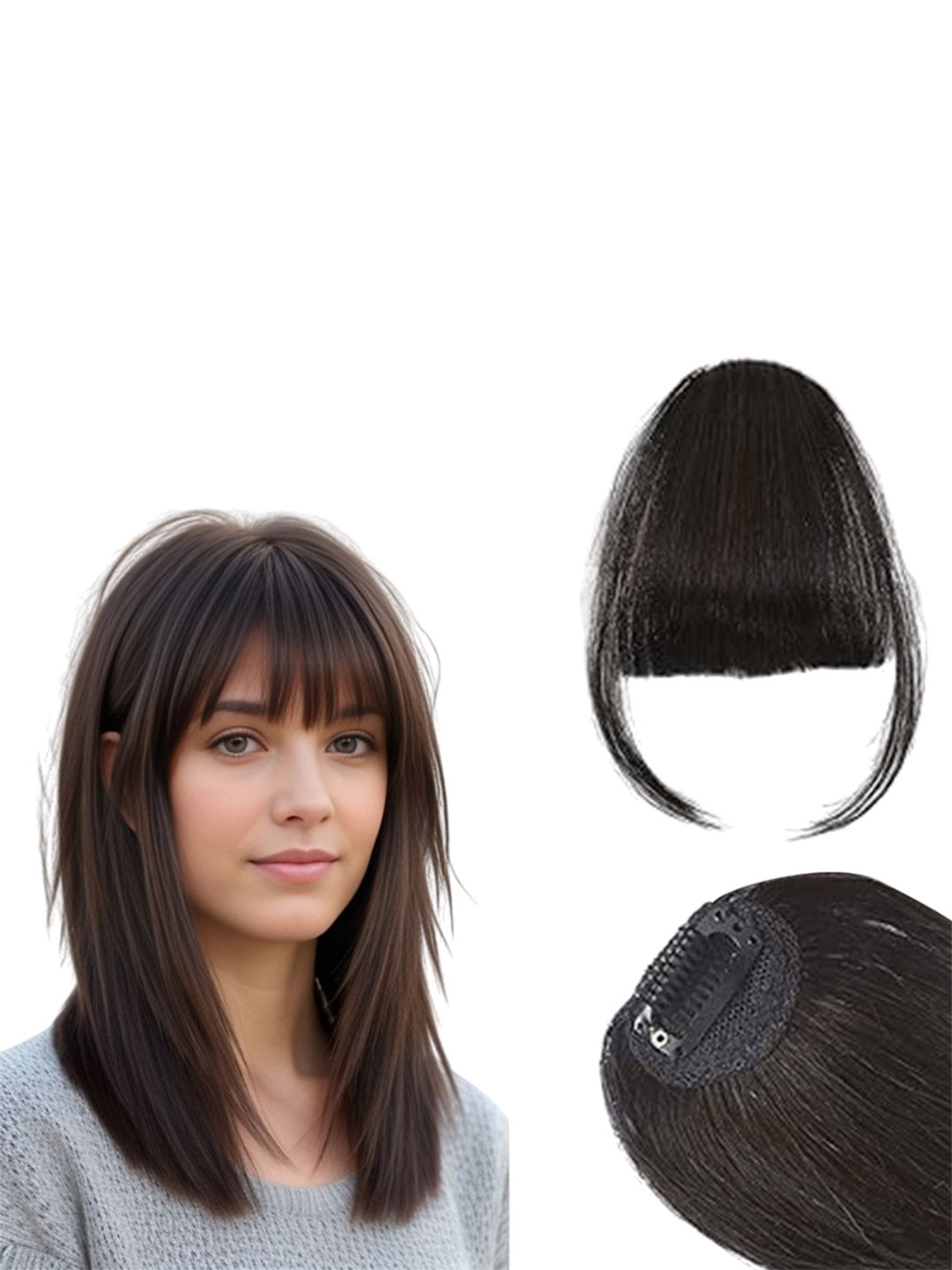 

D-Divine Clip-In Straight Scalp Topper Hair Extension - Brown - 8 Inch