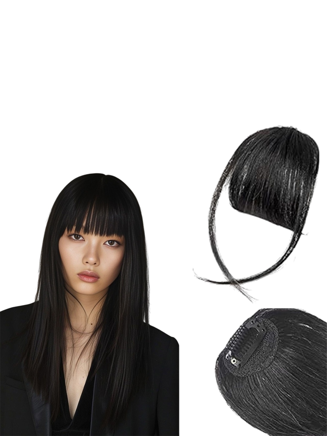 

D-Divine Clip-In Straight Scalp Topper Hair Extension - Black - 8 Inch