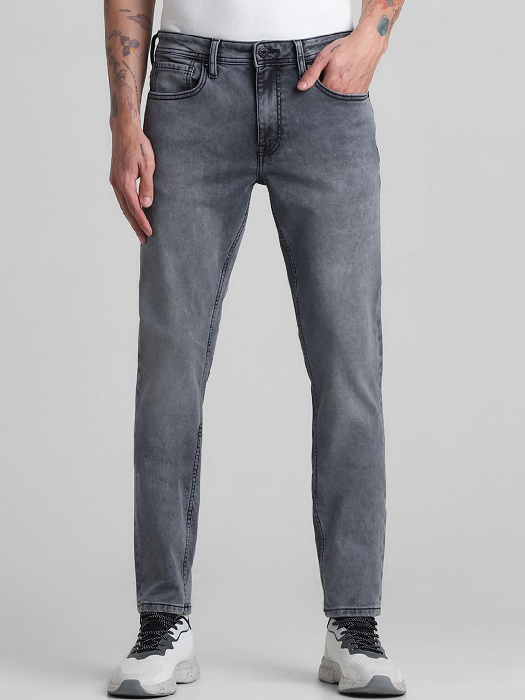 

Jack & Jones Men Ben Light Fade Stretchable Jeans, Grey