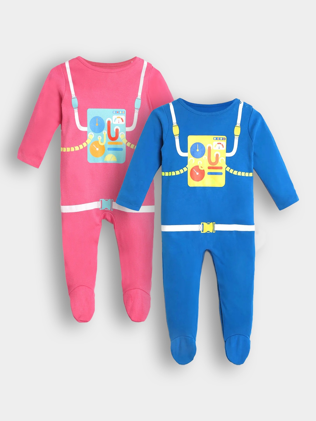 

Somersault Kids Pack of 2 Astro Printed Cotton Sleepsuit, Blue