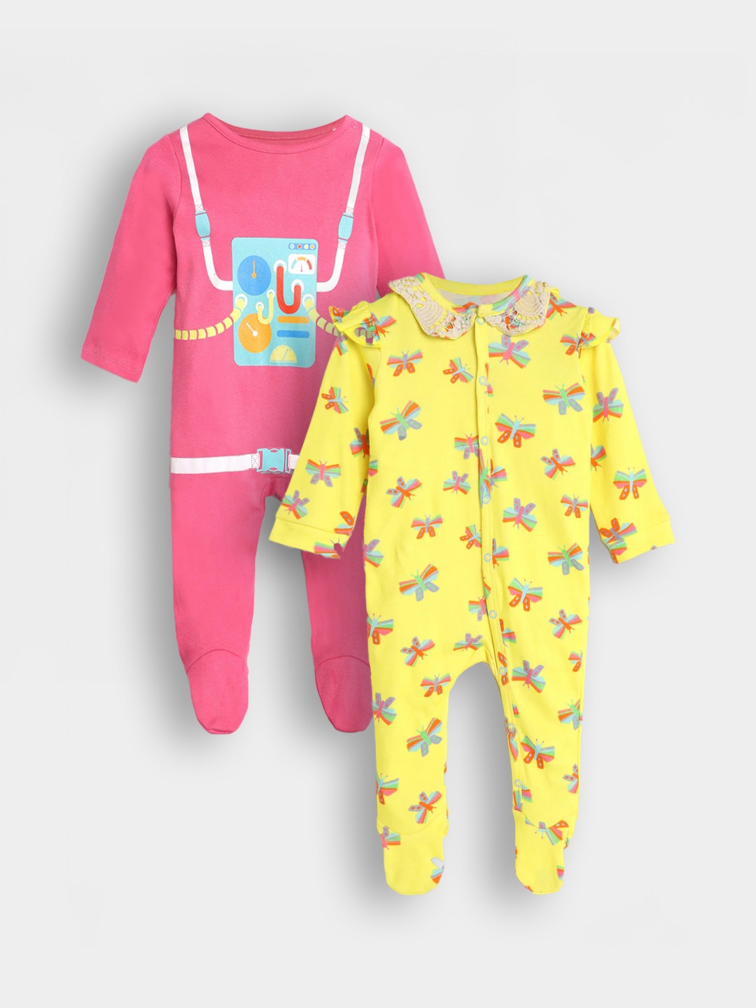 

Somersault Girls Pack of 2 Pure Cotton Printed Sleepsuit, Pink