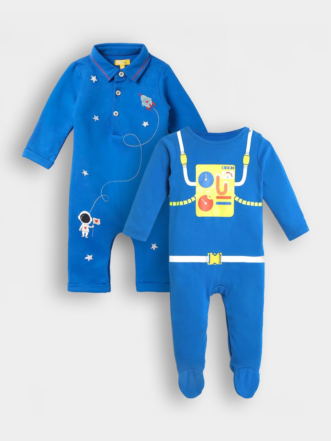 

Somersault Boys Pack of 2 Printed Pure Cotton Sleepsuit, Blue