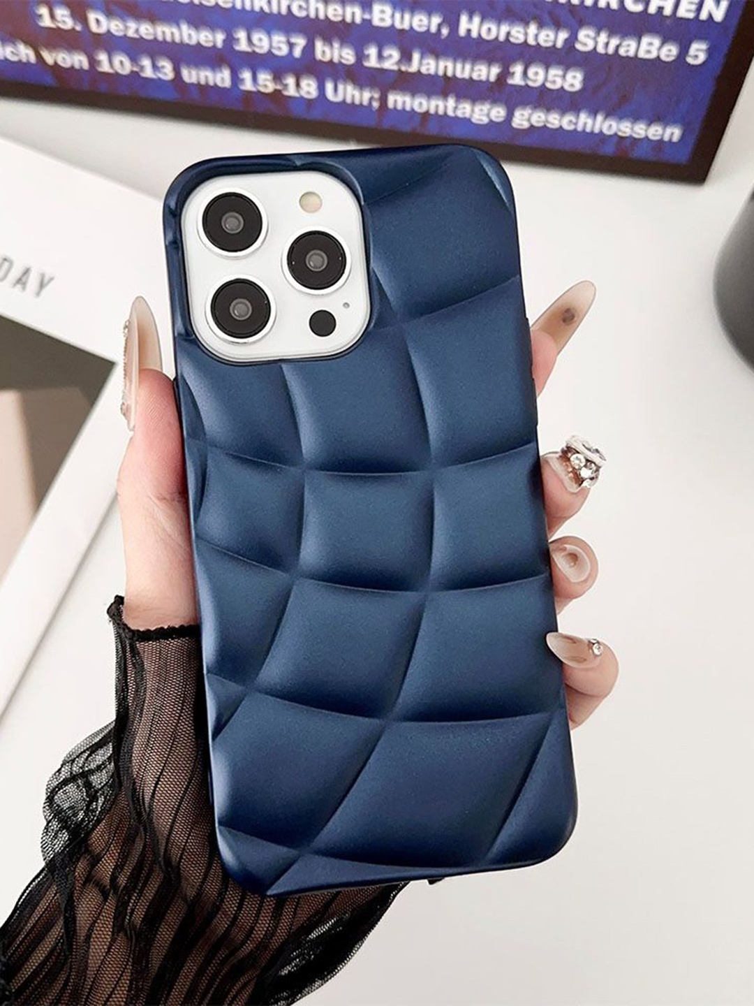 

Luxury Kase LK126 Spherical Hemisphere iPhone 14 Pro Max Back Case, Blue