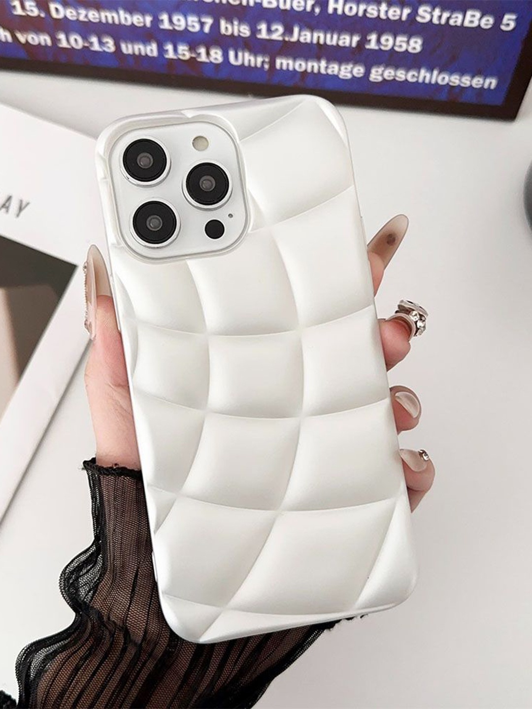 

Luxury Kase LK126 Spherical Hemisphere iPhone 13 Pro Max Back Case, White