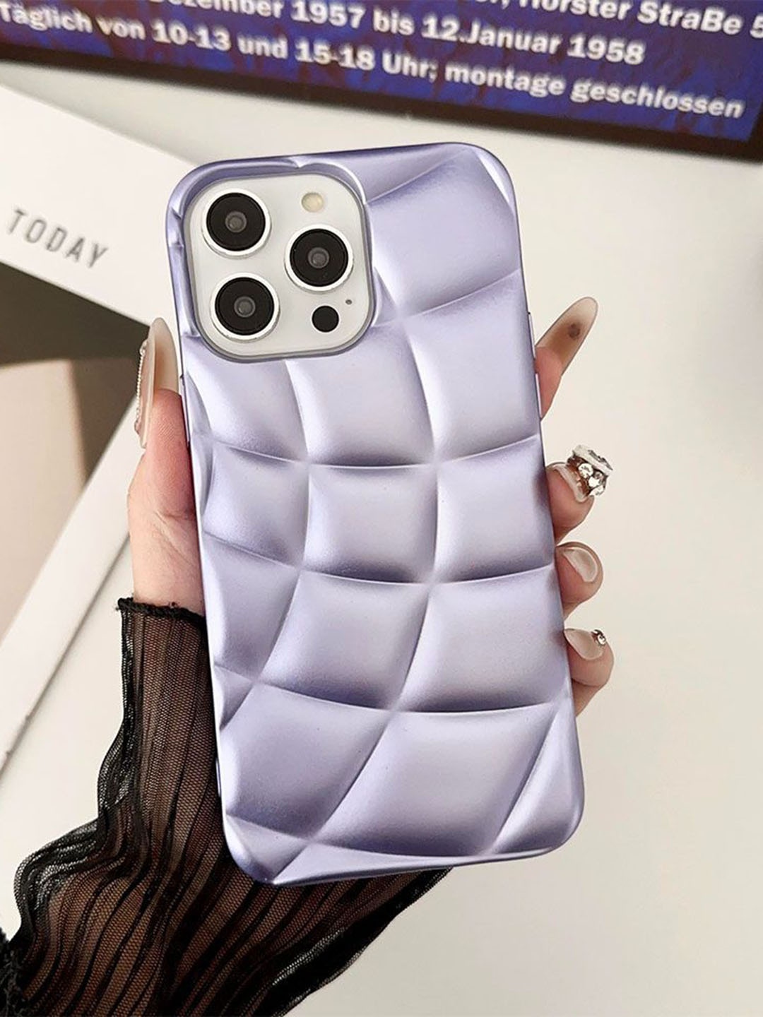 

Luxury Kase LK126 Spherical Hemisphere iPhone 14 Pro Back Case, Lavender