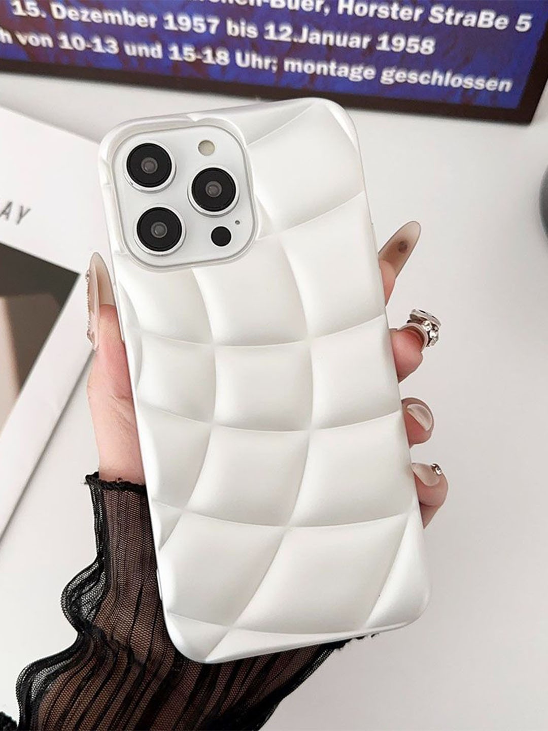 

Luxury Kase LK126 Spherical Hemisphere iPhone 12 Pro Max Back Case, White