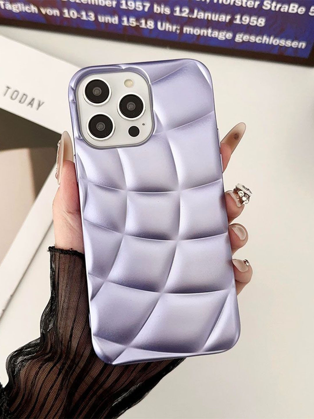 

Luxury Kase LK126 Spherical Hemisphere iPhone 15 Pro Back Case, Lavender