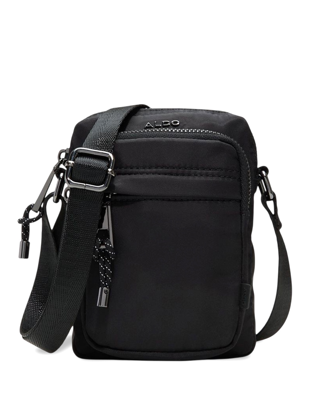 

ALDO Men Solid Structured Sling Bag, Black
