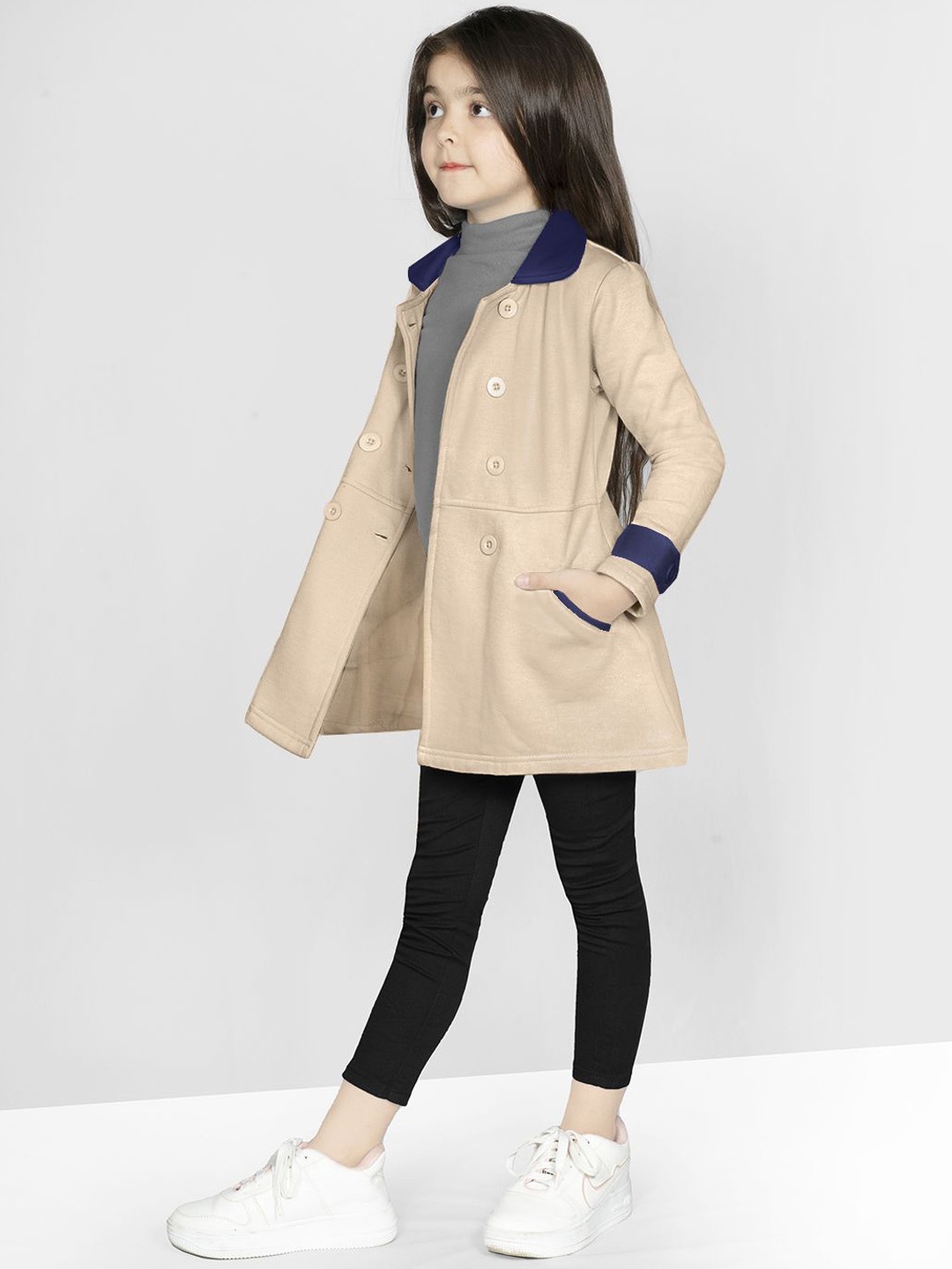 

Naughty Ninos Girls Double-Breasted Pea Coat, Peach