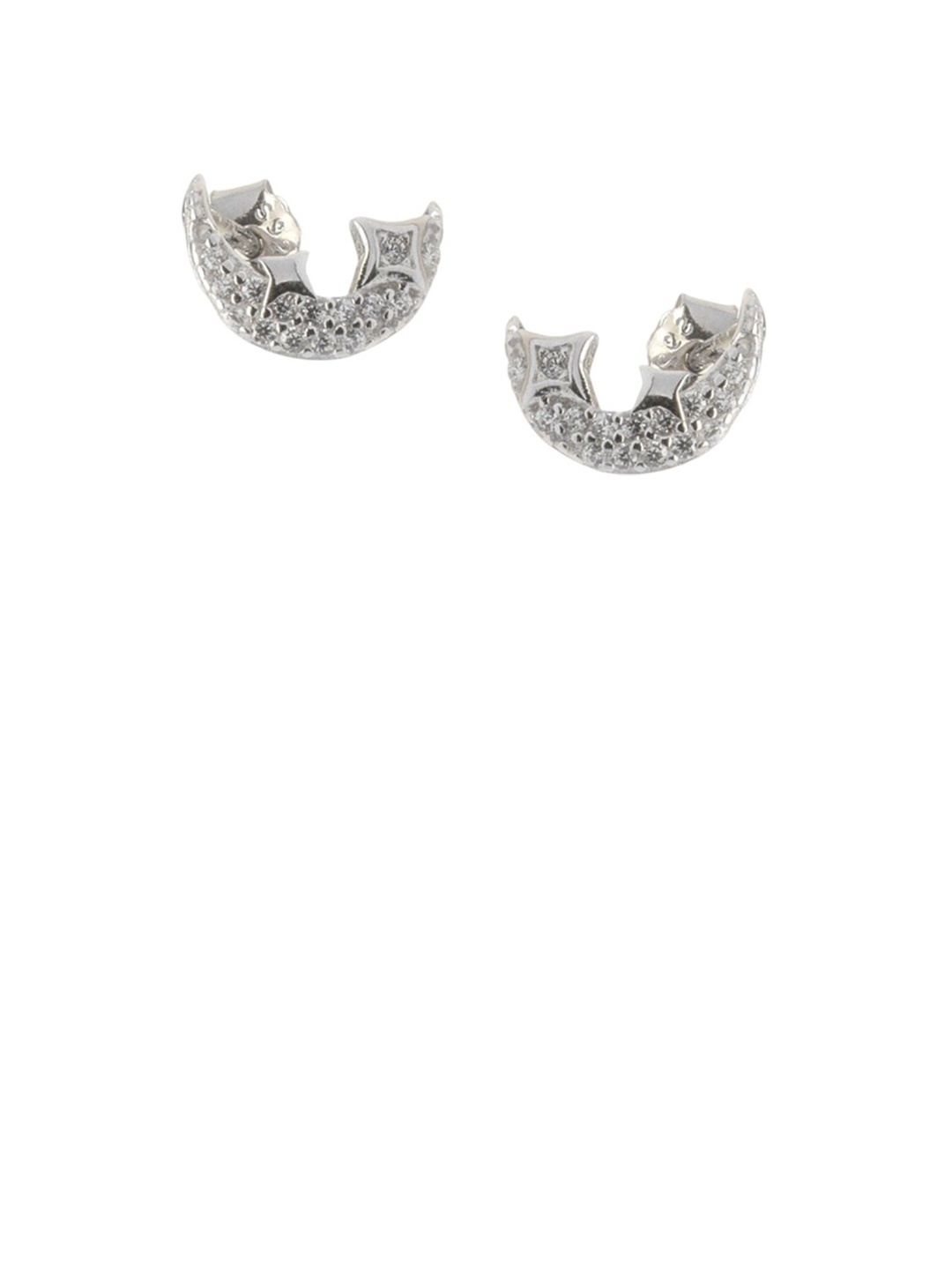 

De Flossy Silver 925 Sterling Artificial Stone Studded Contemporary Studs