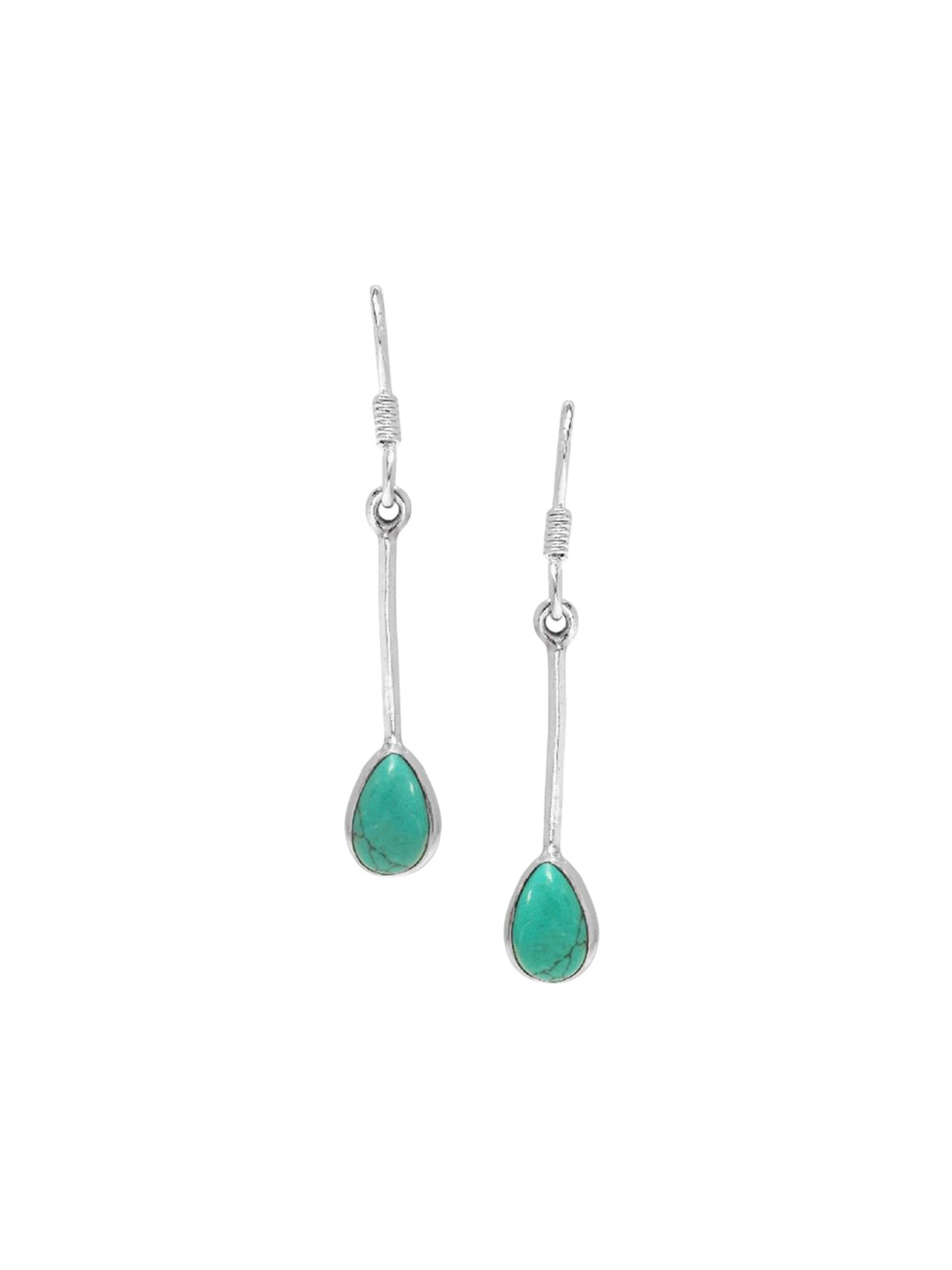 

De Flossy Silver 925 Sterling Stone Studded Teardrop Shaped Drop Earrings