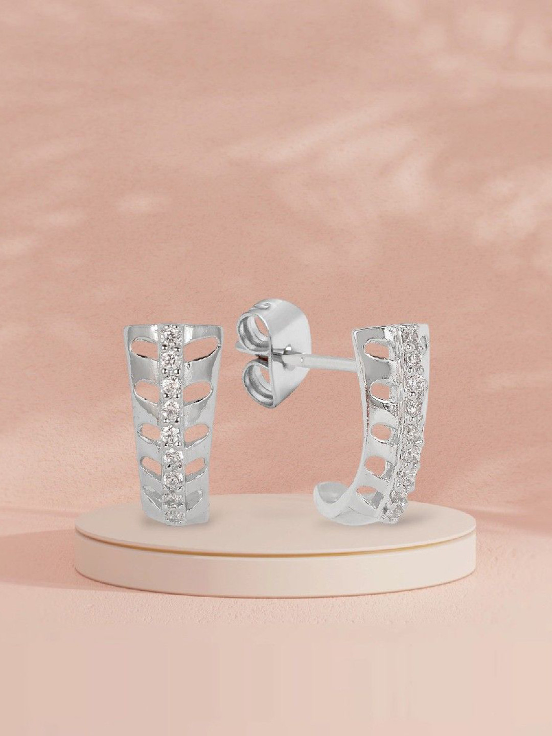 

De Flossy Silver 925 Sterling Zircon Stone Studded Contemporary Studs