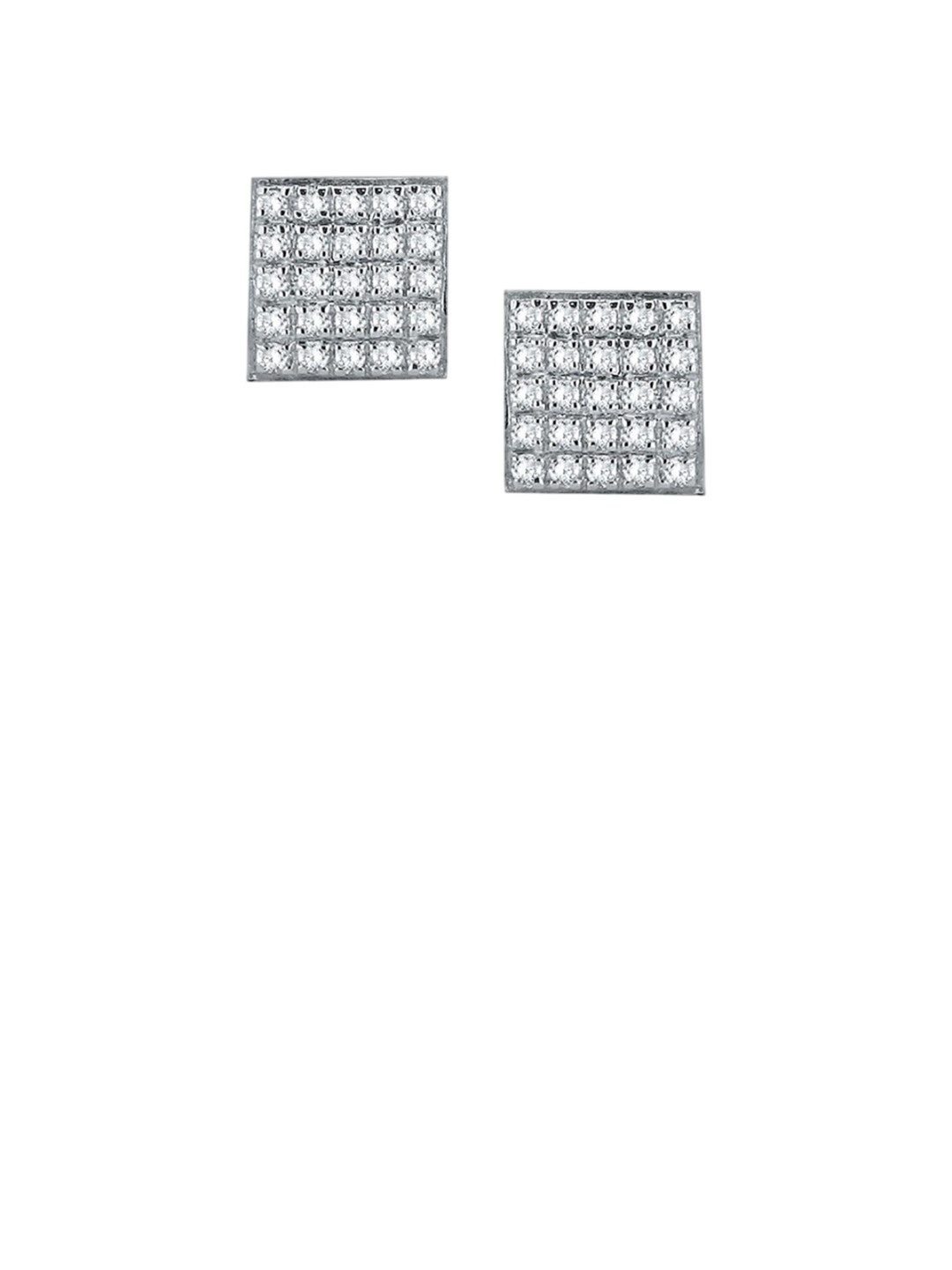 

De Flossy Silver 925 Sterling Zircon Stone Studded Square Shaped Studs