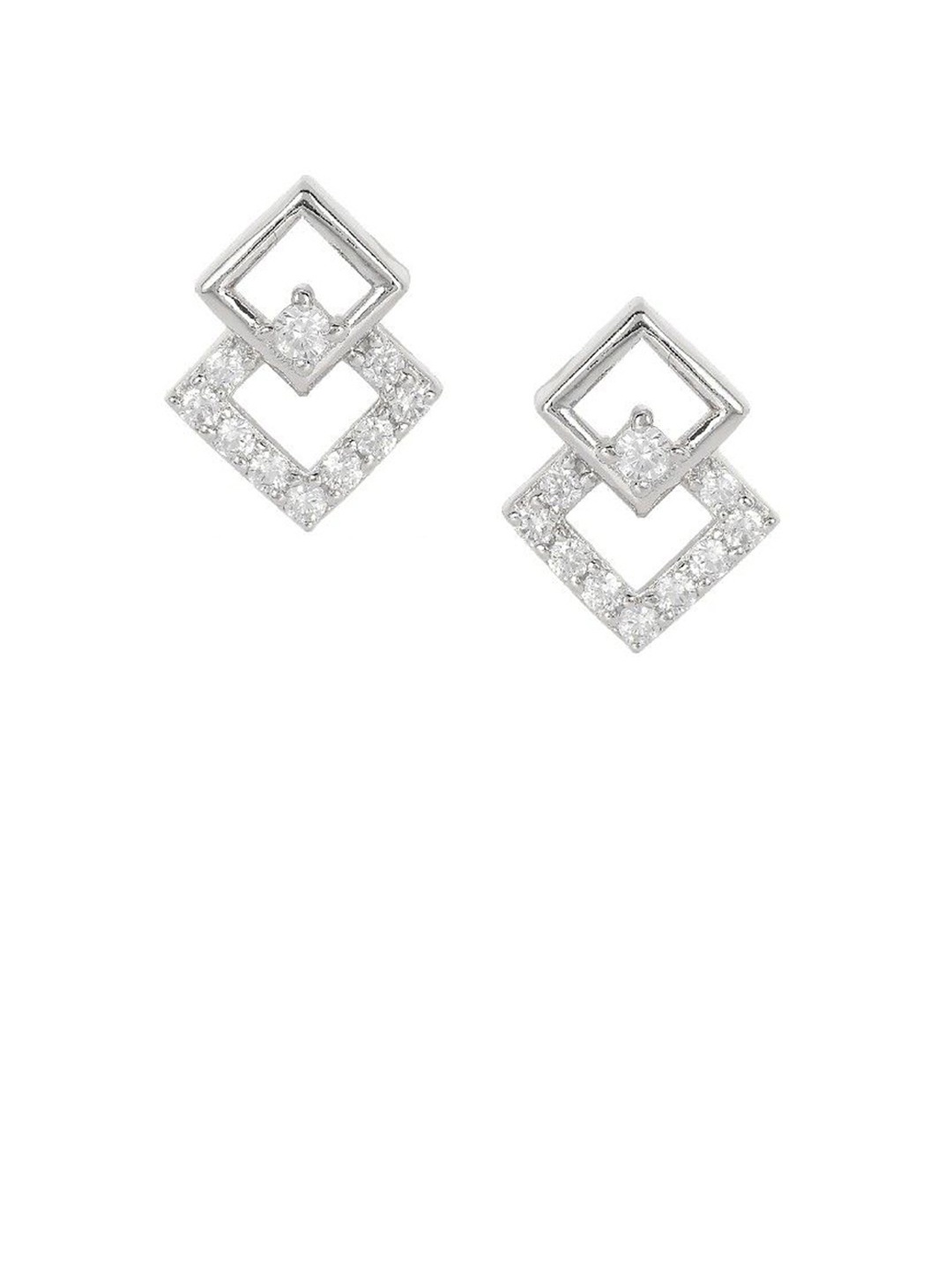 

De Flossy Silver 925 Sterling Artificial Stone Studded Diamond Studs