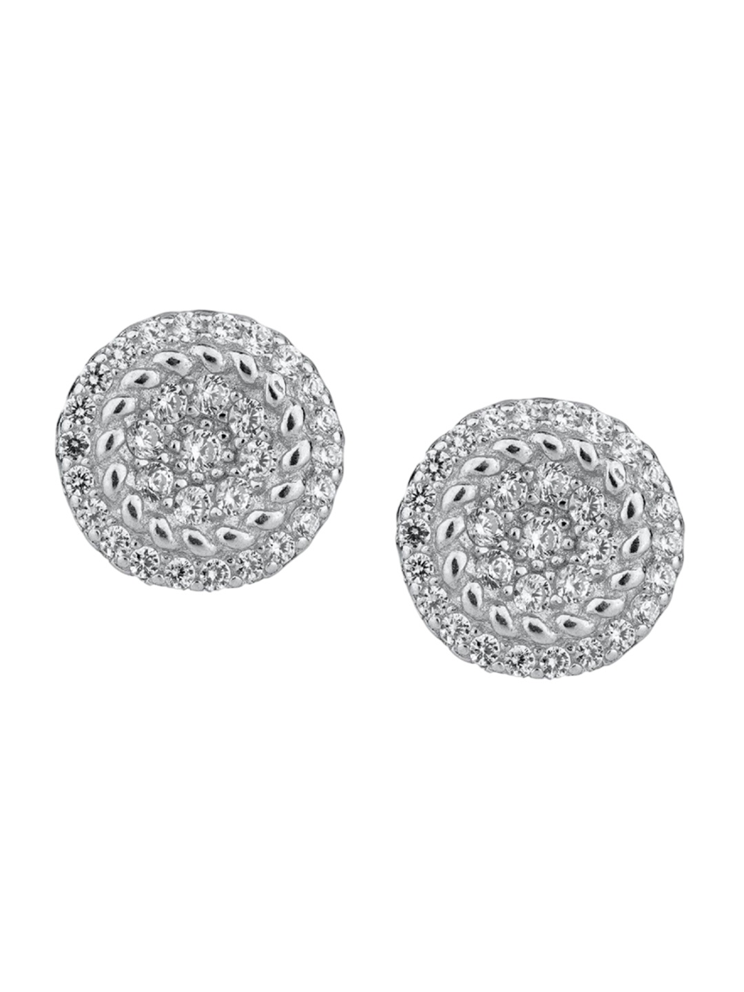 

De Flossy Silver 925 Sterling Artificial Stone Studded Circular Studs