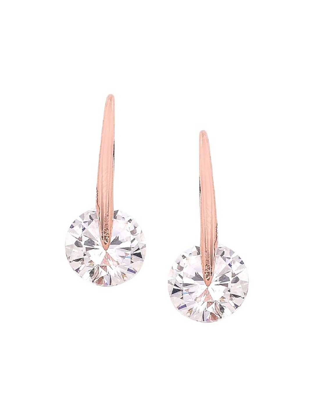 

De Flossy Silver 925 Sterling Silver Rose Gold-Plated Stones Studded Hoop Earrings
