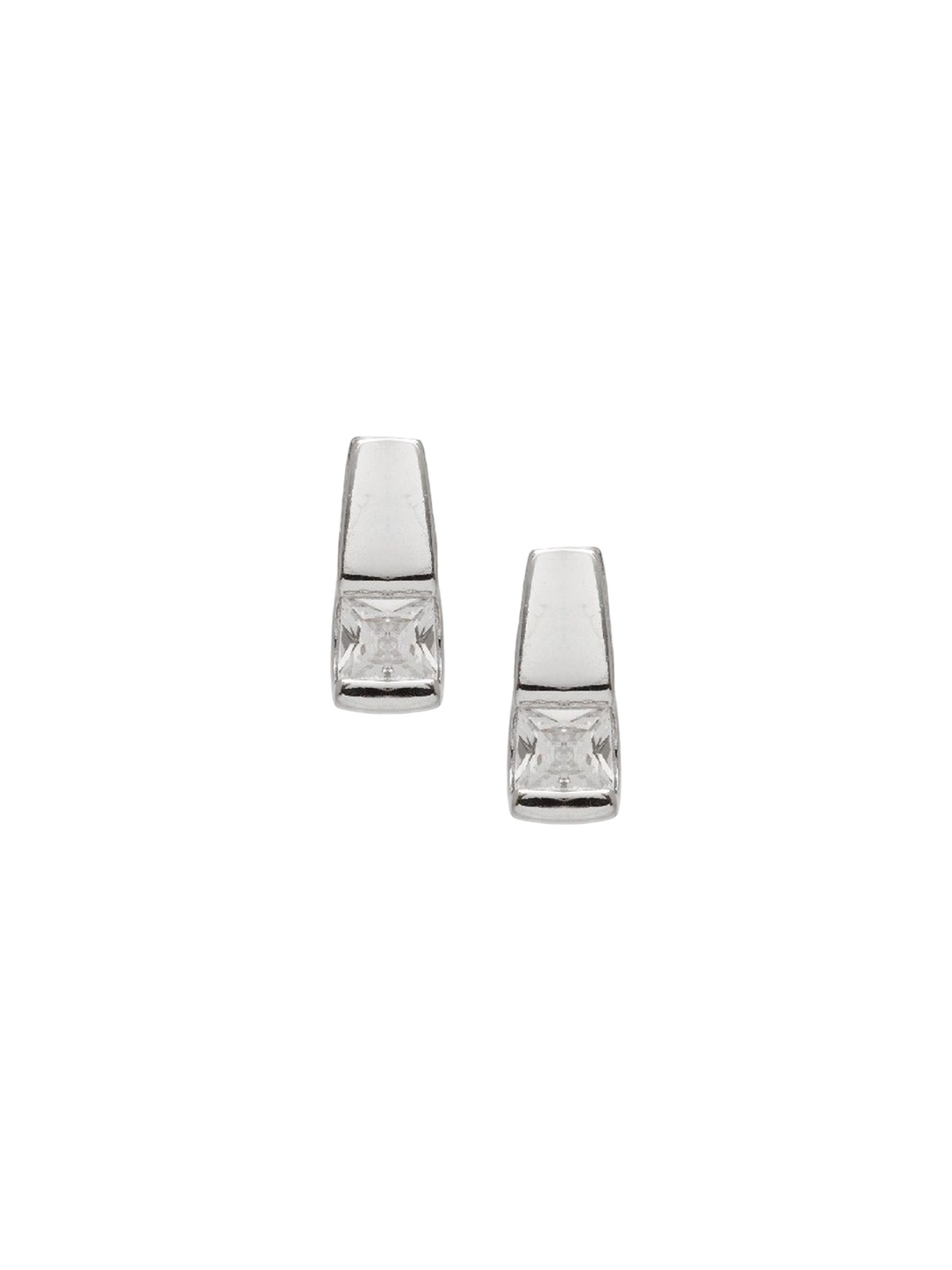 

De Flossy Silver 925 Sterling Zircon Studded Contemporary Drop Earrings