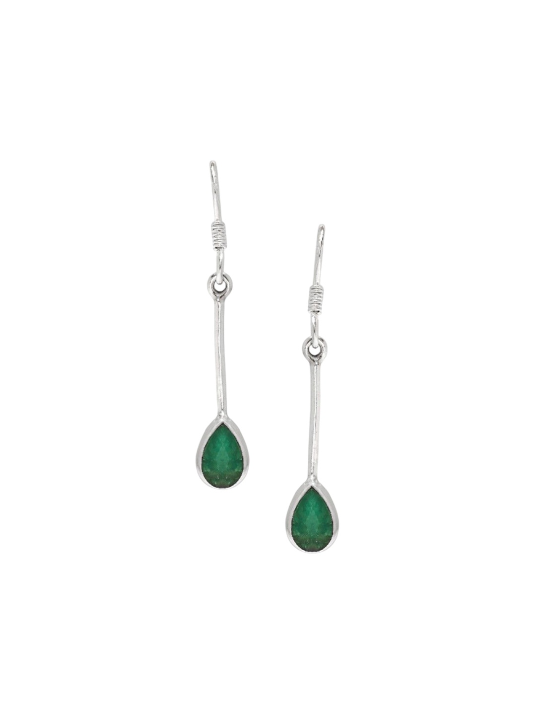 

De Flossy Silver 925 Sterling Stone Studded Teardrop Shaped Drop Earrings