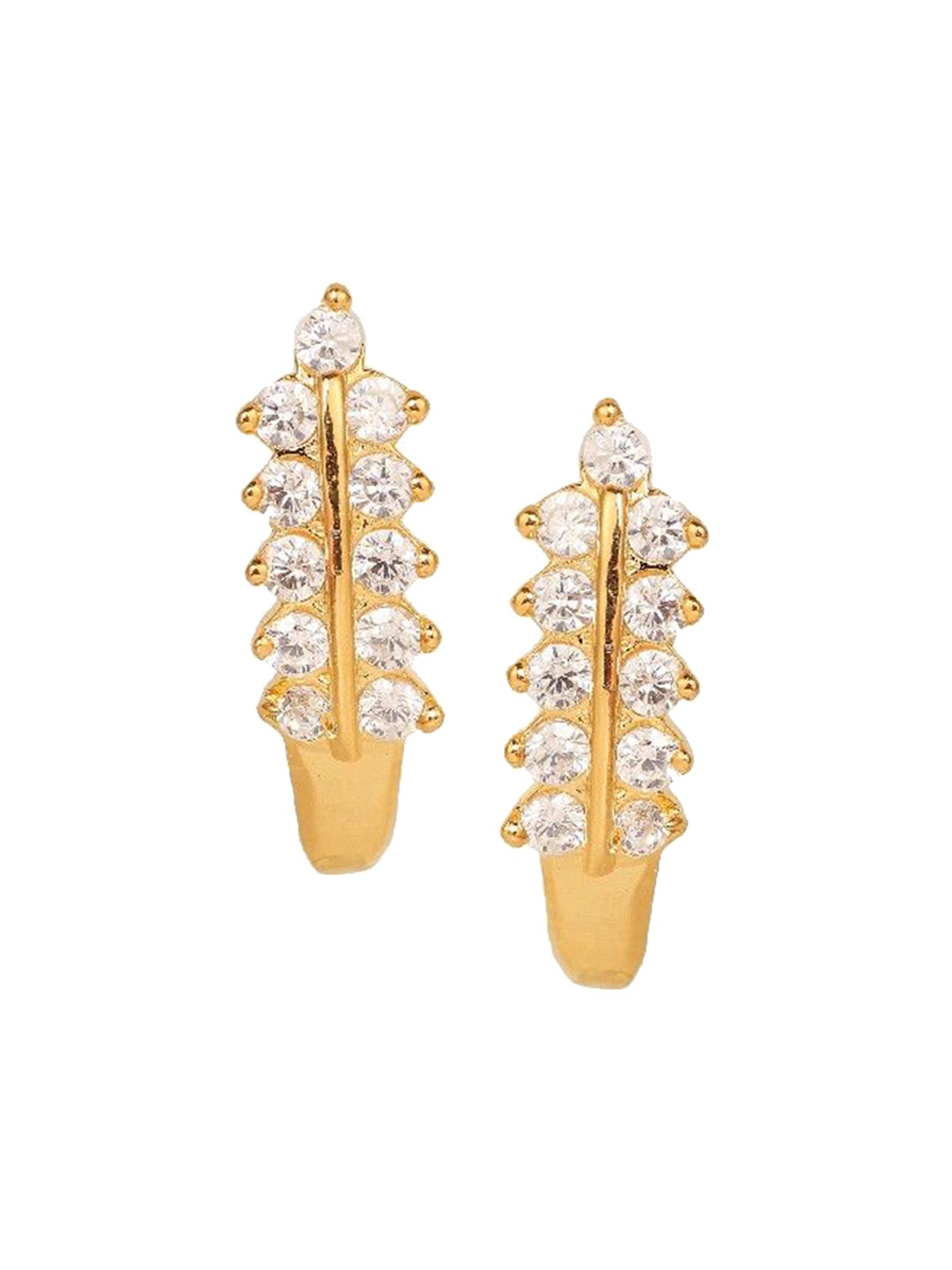 

De Flossy 925 Sterling Gold Plated Stone Studded Contemporary Shaped Studs