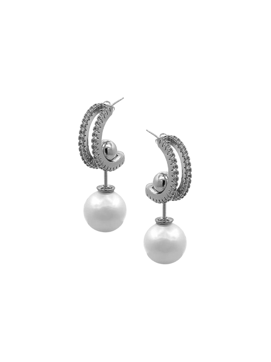 

De Flossy Silver 925 Sterling Stone Studded Contemporary Drop Earrings