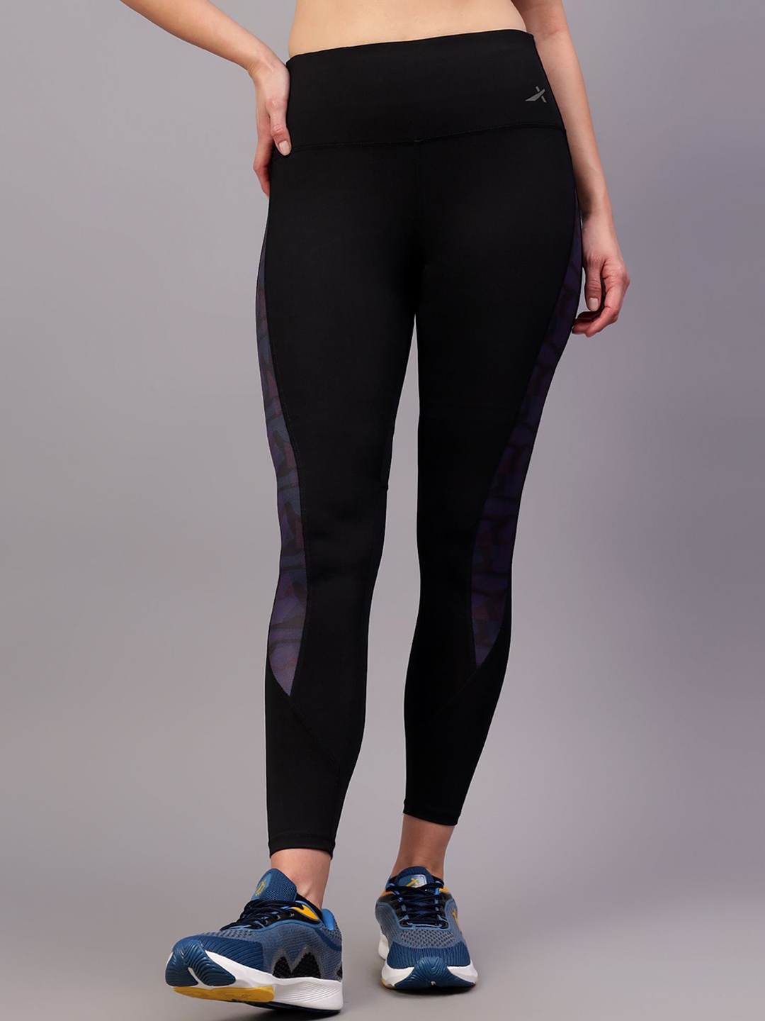 

VECTOR X Women Patterned High Rise Ankle-Length Dry Fit Gym Tights, Black