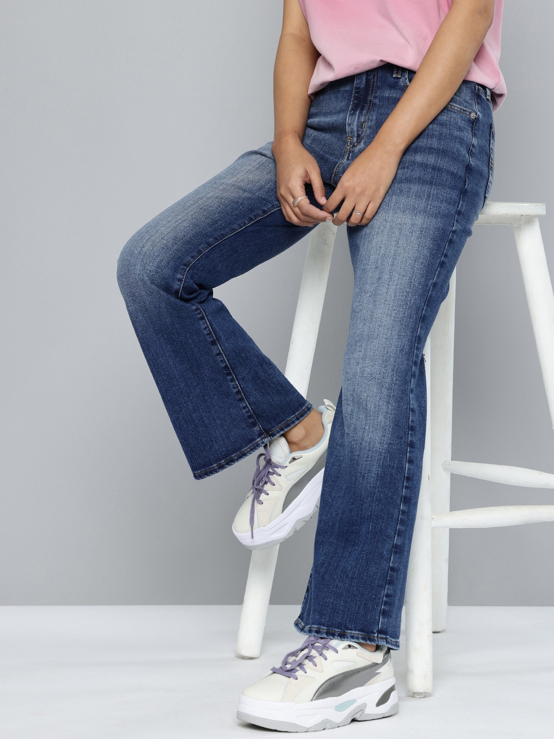 

Levis Women 726 Flared High-Rise Heavy Fade Stretchable Jeans, Blue