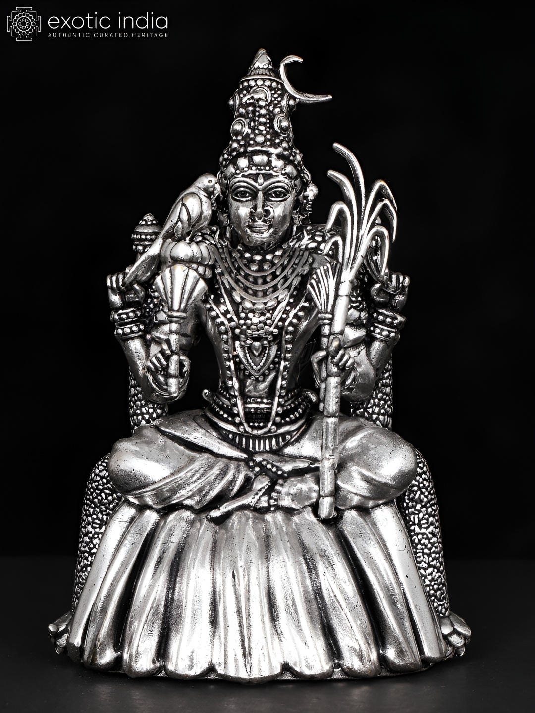

Exotic India Silver-Toned Goddess Rajarajeshvari Brass Religious Idol Showpiece